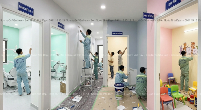Thi công sơn Phòng Khám Nha Khoa 100m² Quận 3