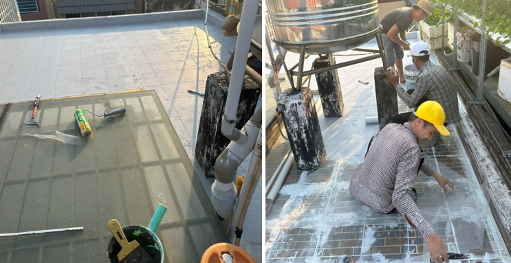 Chống thấm sân thượng 80 m² tại Quận 7: Vân Huy xử lý nền cũ và thử nước 48 giờ