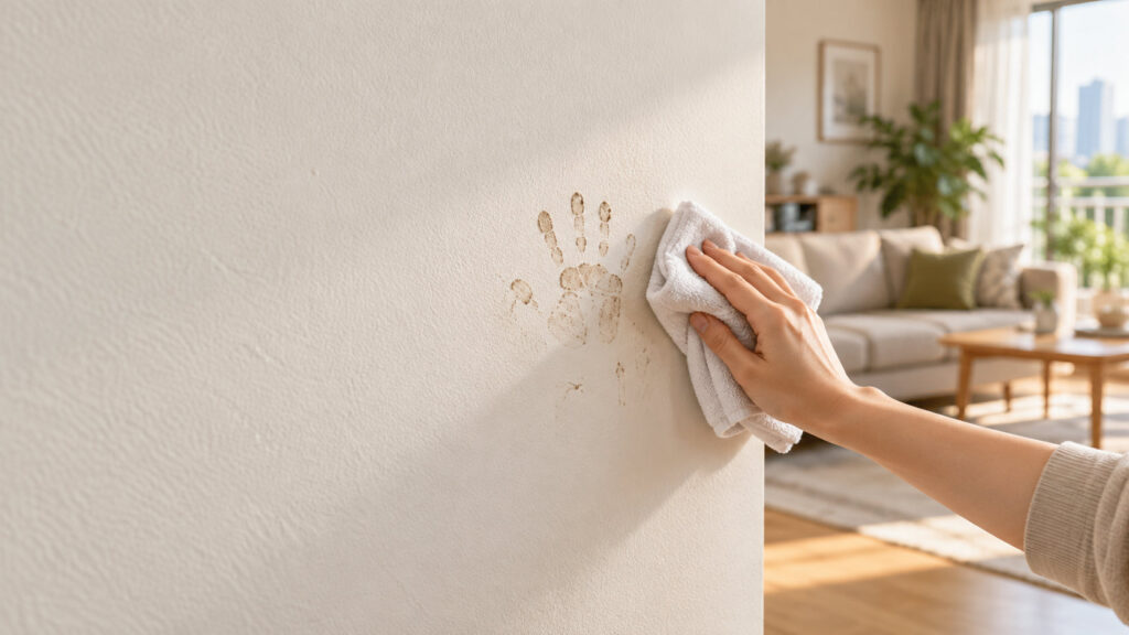 Lau vết bẩn trên tường sơn nội thất màu sáng